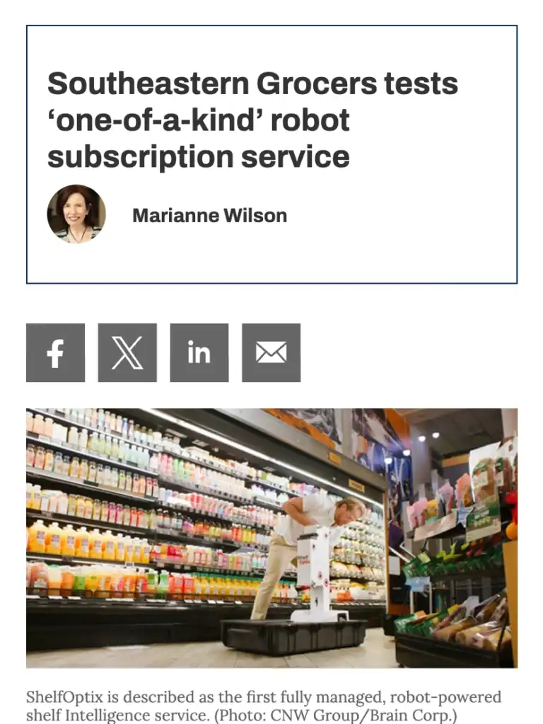 Homepage - chain-store-age-southeastern-grocers-tests-one-kind-robot-subscription-service